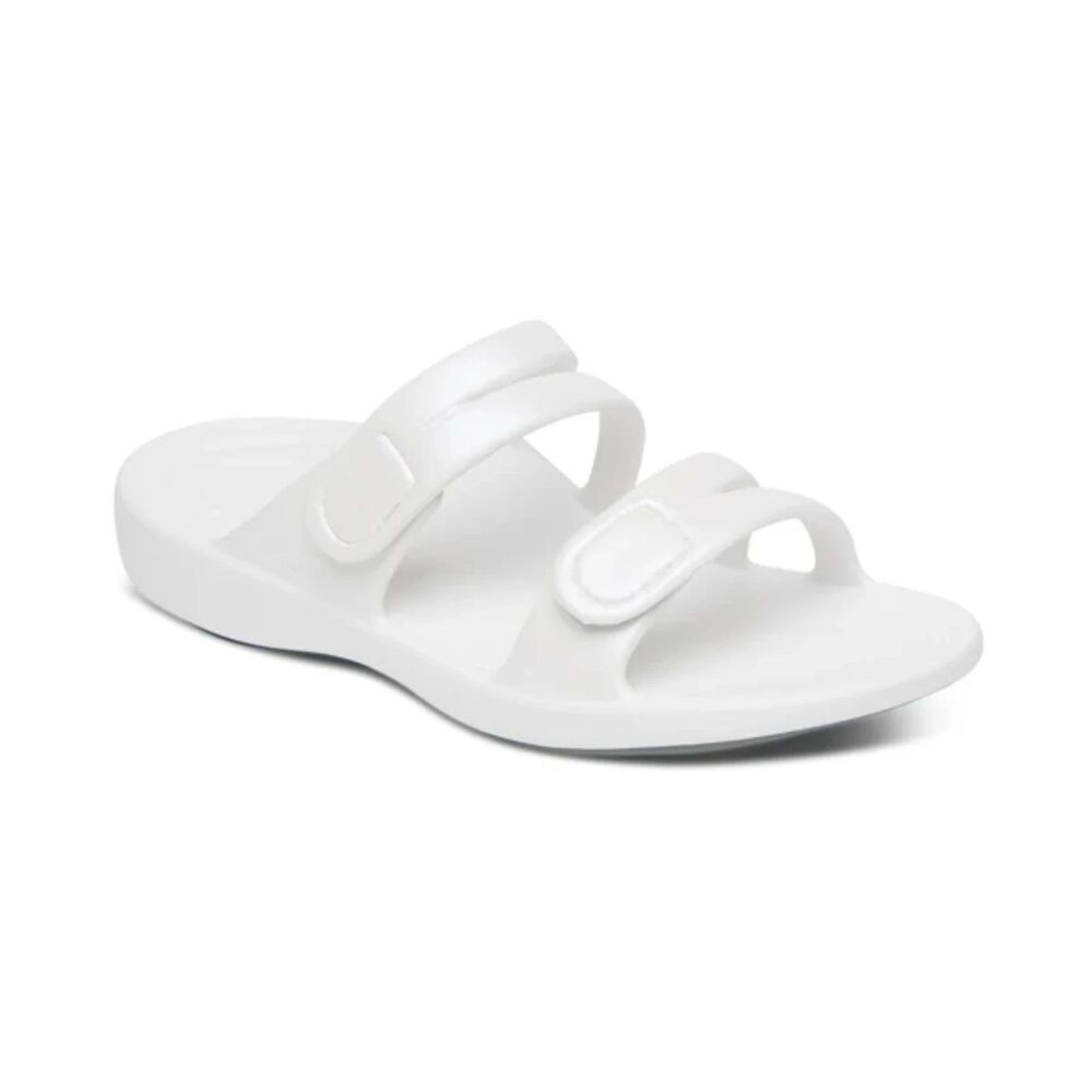 NEW Aetrex Women Janey Pearly White Water Friendly Slide Sandals